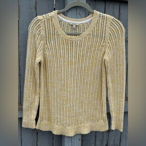 Talbots Open Knit Sweater Petite Medium MP Women’s Coastal Beach Cotton Yellow